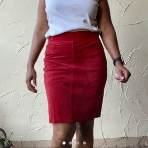 Vintage Express red suede mini skirt